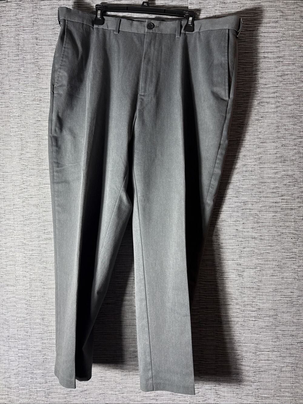 Haggar Clothing Classic Fit Premium No Iron Khaki Pants, Grey, Size 42x30
